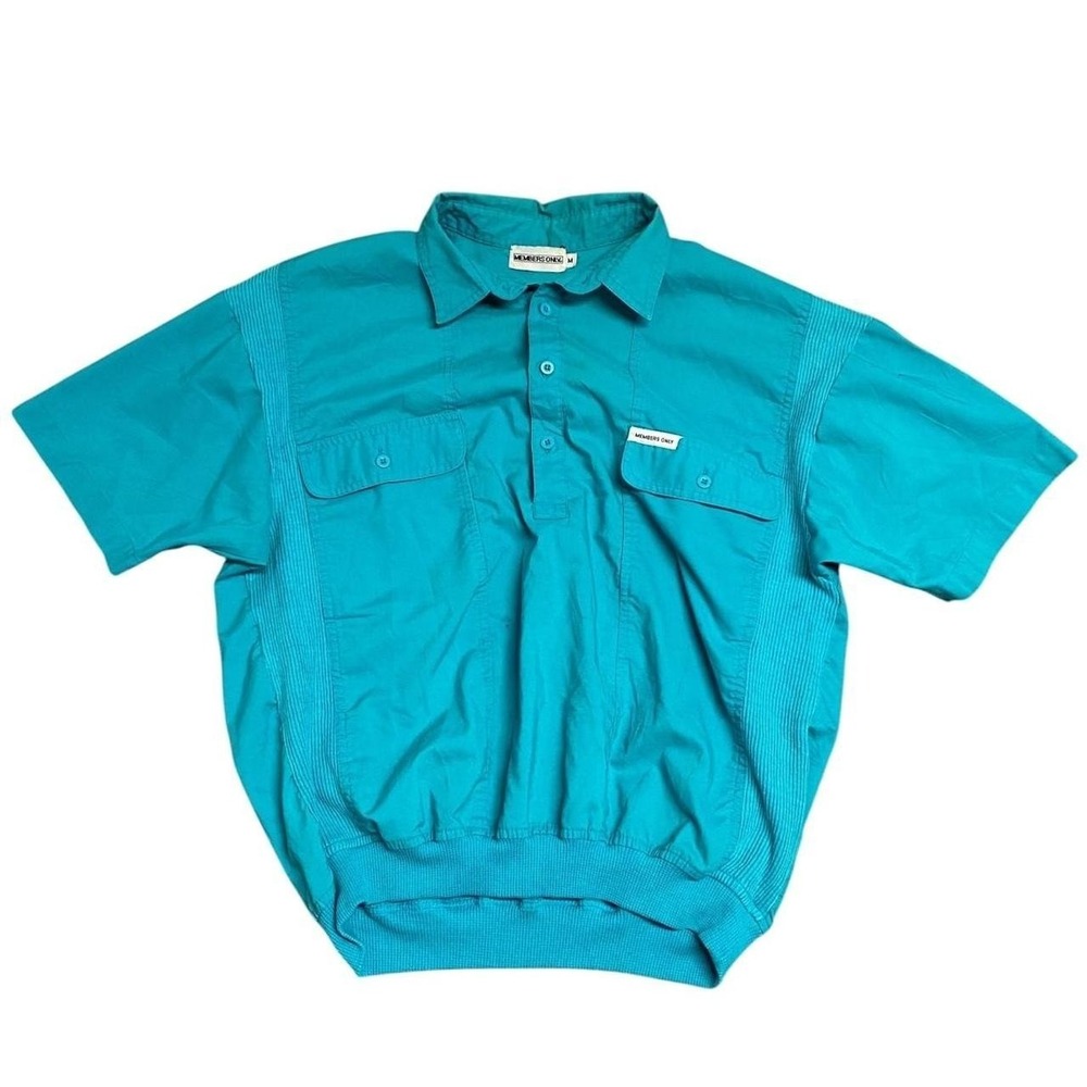 Vintage Members Only Teal Short Sleeve Pullover Shirt M